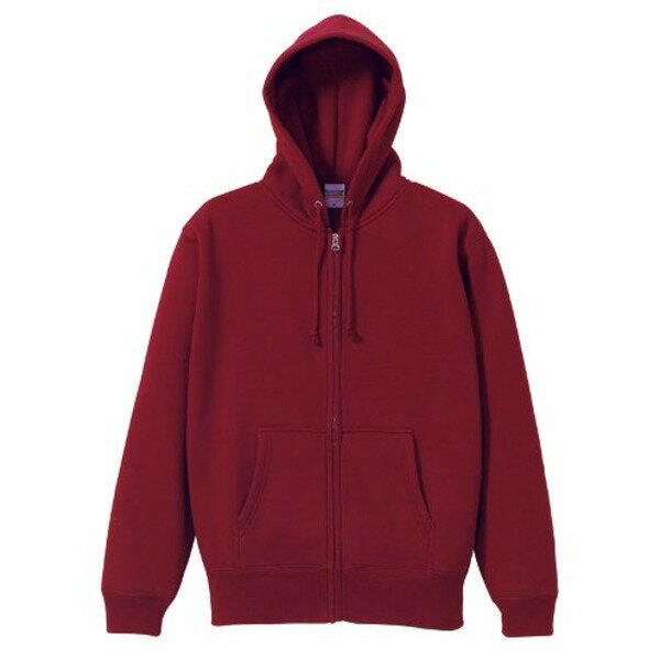 裏起毛 フルジップ パーカー Lサイズ バーガンディー 綿混 10.0オンス ヘビーウェイト 裏起毛 速乾 保温性 フード二重縫製 衣類