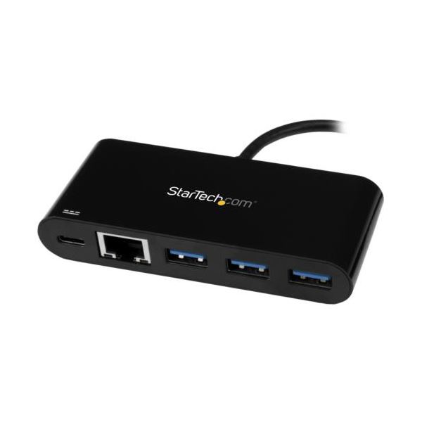 【送料無料】StarTech.com USB-C接続ギガビット有線LANアダプタ 3ポートUSB3.0ハブ搭載 ブラック US1GC303APD1個