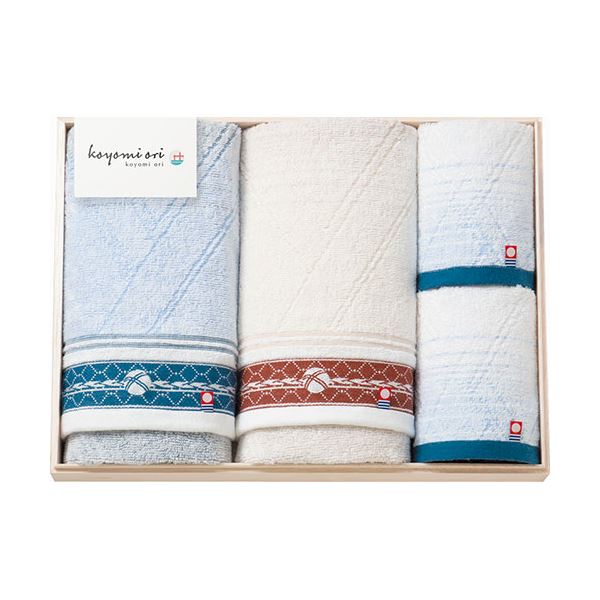 今治タオル koyomi ori フェイスタオル2P&ウォッシュタオル2P(国産木箱入) フェイスタオル、ウォッシュ..