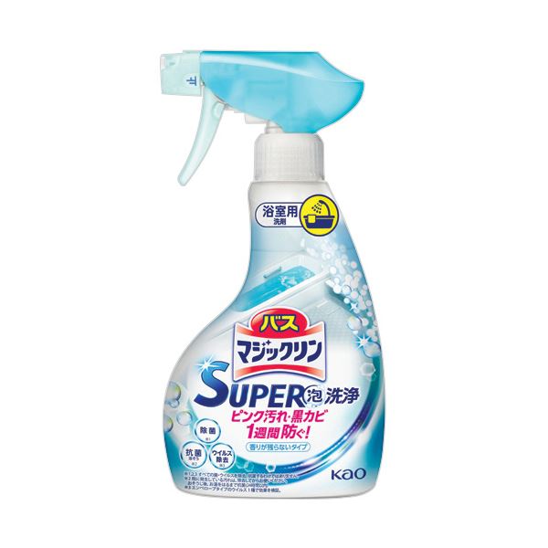 【送料無料】（まとめ） 花王バスマジックリン SUPER泡洗浄 香りが残らないタイプ 本体 350mL 1本 【×5セット】