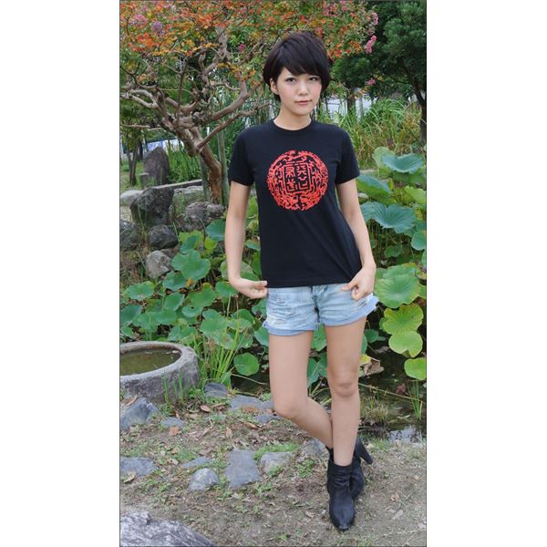 【送料無料】戦国武将Tシャツ 【織田信長 復刻版】 XSサイズ 半袖 ブラック(黒) 〔Uネック おもしろ〕