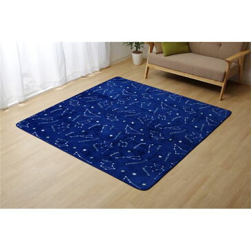 【送料無料】抗菌・防臭 ウォッシャブル フランネル ホットカーペットカバー 『WSミリオン RUG』 ネイビー約185×185cm