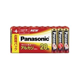 ■商品内容パナソニック アルカリ乾電池 単4形 20本シュリンクパック LR03XJ/20SW■商品スペックアスベスト 非含有RoHS指令 対象外J-Moss 対象外環境自己主張マーク ありその他環境及び安全規格 -電波法備考 電波を発し無い為電気通信事業法備考 公衆回線に接続しない為電気用品安全法備考 電源に直接接続しない為電波法 非対象電気通信事業法 非対象電気用品安全法 非対象法規関連確認日 -■送料・配送についての注意事項●本商品の出荷目安は【1 - 4営業日　※土日・祝除く】となります。●お取り寄せ商品のため、稀にご注文入れ違い等により欠品・遅延となる場合がございます。●本商品は仕入元より配送となるため、沖縄・離島への配送はできません。[ LR03XJ/20SW ]