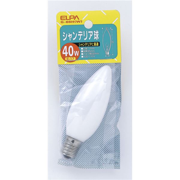 （まとめ） ELPA カラーシャンデリア球 電球 40W E17 ホワイト G-66H（W） 【×30セット】