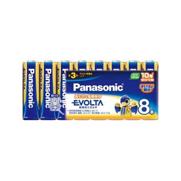 （まとめ） パナソニック EVOLTAアルカリ乾電池 LR6EJ/8SW(8本入) 【×2セット】