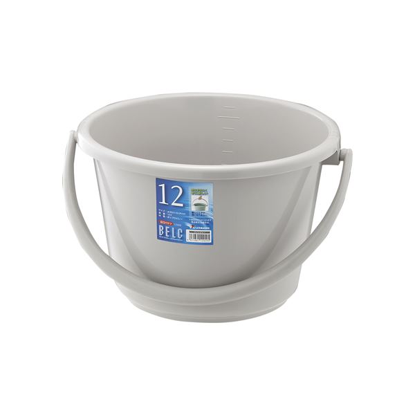 【20セット】 ポリバケツ/清掃用品 【12WB】 ライトグレー 丸型 『ベルク』 〔家庭用品 掃除用品 業務用〕【代引不可】