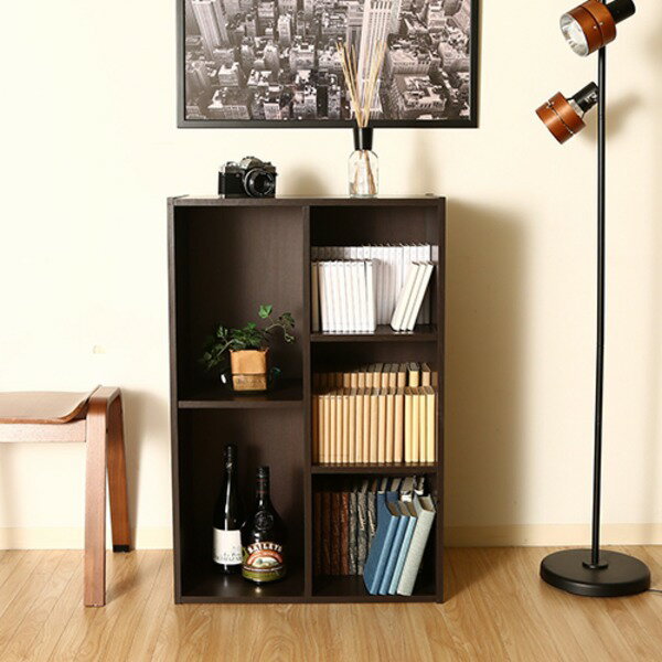 カラーボックス 収納棚 約幅59cm ダークブラウン 収納枠5マス フリーボックス リビング ダイニング ベ..