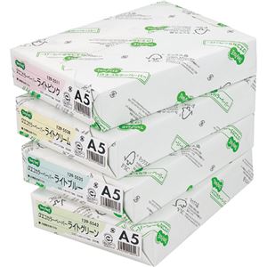 （まとめ） TANOSEE αエコカラーペーパーII A5 ライトクリーム 1冊（500枚） 【×5セット】