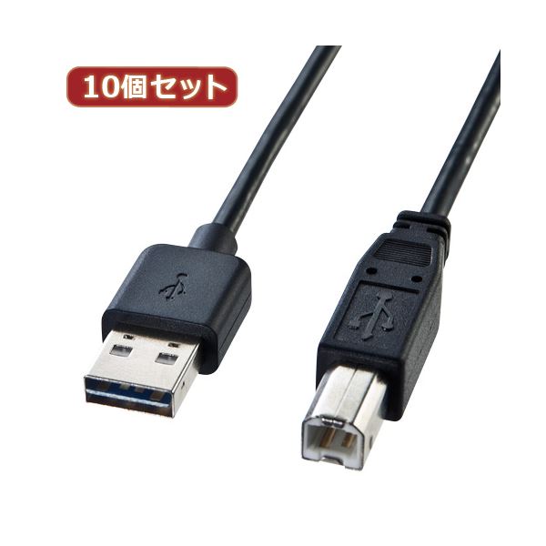 10個セット サンワサプライ 両面挿せるUSBケーブル(A-B標準) KU-R2 KU-R2X10