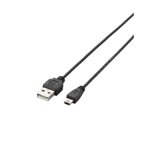 (まとめ)エレコム 極細USB2.0ケーブル(mini-Bタイプ) U2C-MXN05BK【×5セット】のサムネイル