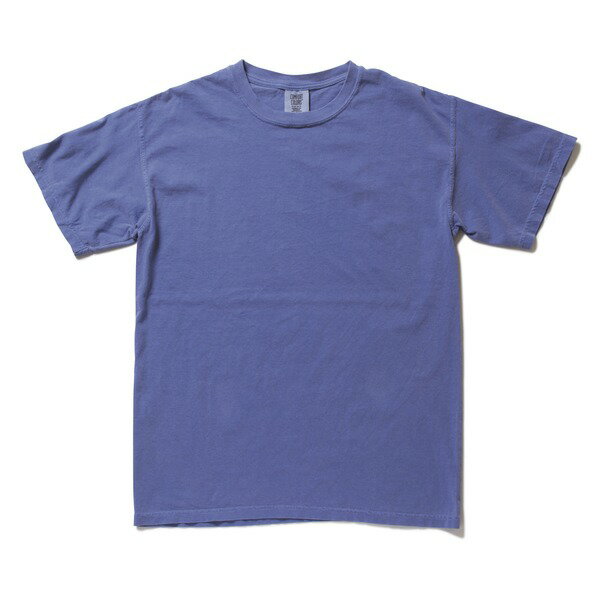 Tシャツ L フローブルー 綿100% 50回 ウォッシュ加工 ガーメント後染め 6.2オンス ヘビーウェイト 半袖 ティーシャツ
