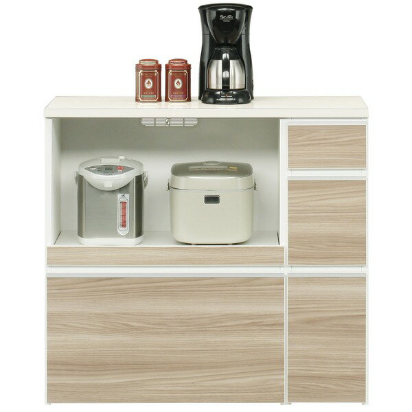 【送料無料】キッチンカウンター レンジボード 幅100cm ブラウン 木目調 2口 コンセント スライドテーブル 引き出し付き 日本製 国産 キッチン収納 キッチンボード キッチンラック 完成品 玄関渡し【代引不可】