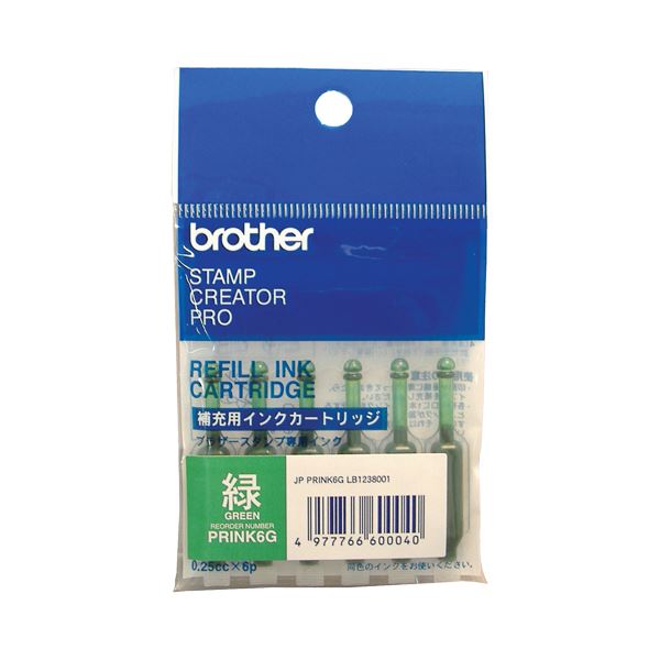 （まとめ） ブラザー BROTHER 使いきりタイプ補充インク 緑 PRINK6G 1パック（6本） 【×10セット】
