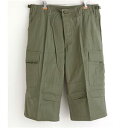 アメリカ軍 BDU クロップド カーゴパンツ 迷彩服 Mサイズ オリーブ 7分丈 リップストップ レプリカ ミリタリーパンツ(4)