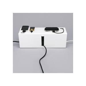 (まとめ) バッファロー ケーブルボックス 電源タップ＆ケーブル収容 Lサイズ ホワイト BSTB01LWH 1個 【×2セット】