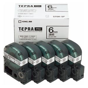 キングジム テプラPROテープエコパック 透明ラベル5個入 ST6K-5P キングジム テプラPROテープエコパック 透明ラベル5個入 ST6K-5P
