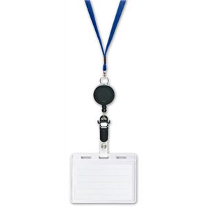 (まとめ) ソニック リール式吊り下げ名札 2枚収納タイプ ソフト 青 NF-418-B 1個 【×10セット】