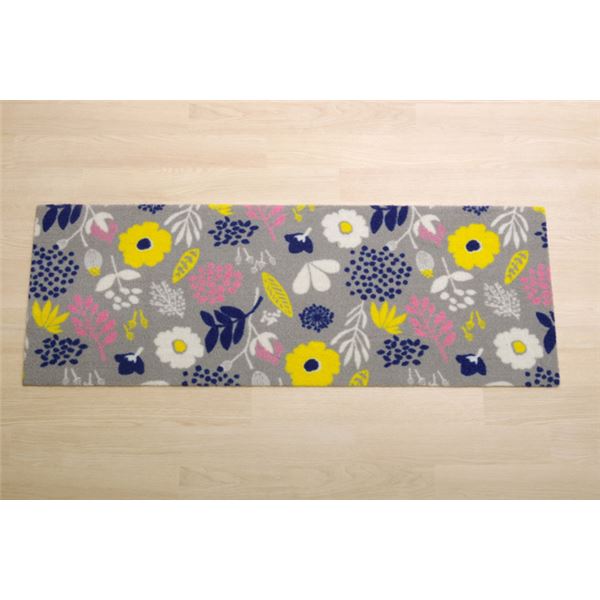 【送料無料】北欧風 カーマット 【フロント・リア共通 グレー 約45×125cm】 洗える 耐久性 速乾性 防滑加工 フリーカット 〔カー用品〕【代引不可】