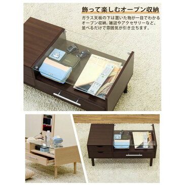 【送料無料】テーブル型 ドレッサー/化粧台 【ナチュラル】 幅80cm 木製 ガラス天板 引き出し3杯 1面鏡 脚付き 『Altona』 〔リビング〕【代引不可】