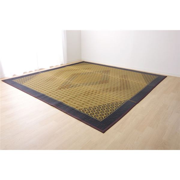 い草 ラグマット/花ござ 【4.5畳 ブラウン 江戸間4.5畳 約261×261cm】 裏:不織布 防滑 抗菌 防臭 消臭 調湿 日本製【代引不可】