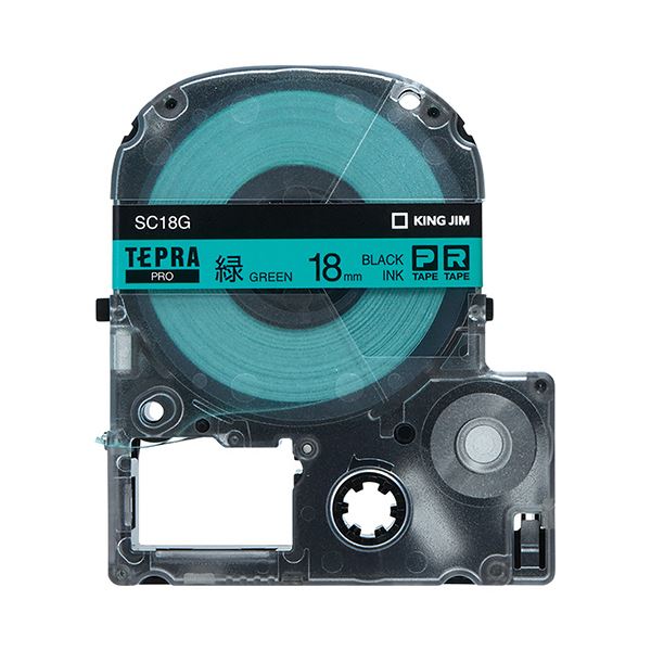 （まとめ） キングジム テプラ PRO テープカートリッジ パステル 18mm 緑／黒文字 SC18G 1個 【×4セッ..