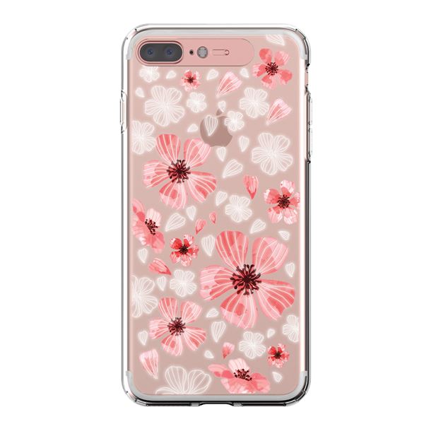 LIGHT UP CASE iPhone 8 Plus / 7Plus Soft Lighting Clear Case Flower Geranium （ローズゴールド）