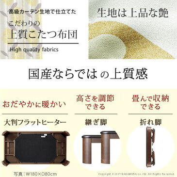 【送料無料】大判フラットヒーターこたつ 2点セット 【ブラウン モリノキ】 150×80cm 日本製 洗える 北欧柄こたつ布団 継脚 n11100414【代引不可】