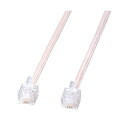 (まとめ)TANOSEE 電話ケーブル 6極4芯白 5m 1本【×10セット】(2)