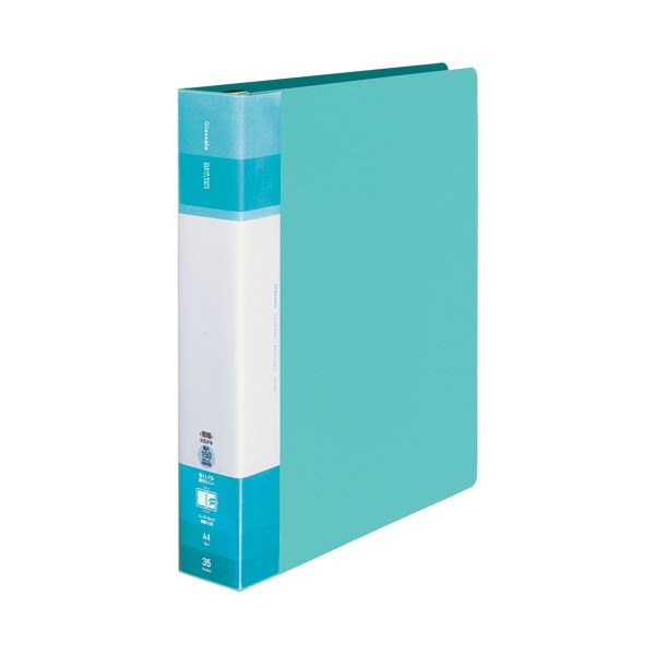 （まとめ）コクヨ クリヤーブック（Glassele） 替紙式・背ポケット A4タテ 30穴 35ポケット付属 背幅55～72mm ライトブルー ラ-GLB740LB 1冊 【×3セット】