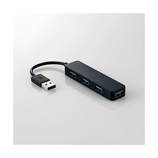 (まとめ)エレコムUSB2.0ハブ(コンパクトタイプ) ブラック U2H-SN4NBBK 1個【×5セット】