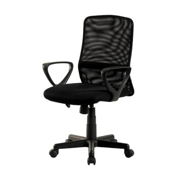 【送料無料】昇降式 メッシュバックチェア/事務椅子 【ブラック】 幅590×奥行570×高さ875〜965mm キャスター付き ガスシリンダー 組立品【代引不可】