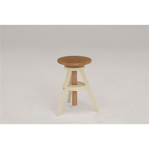 【送料無料】回転 スツール/オットマン 【ナチュラルホワイト】 約幅39.5×奥行37×高さ46〜60cm 木製 ラバーウッド 〔リビング ダイニング〕【代引不可】 [3]
