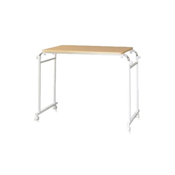 サイドテーブル ミニテーブル 約幅96～145cm ナチュラル キャスター付き 伸縮式 高さ調節可 ベッドテーブル 組立品 ベッドルーム