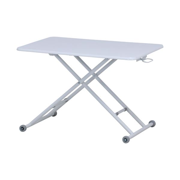 昇降式テーブル センターテーブル 約幅90cm PU ホワイト キャスター付き スチール サイドテーブル リビング ダイニング