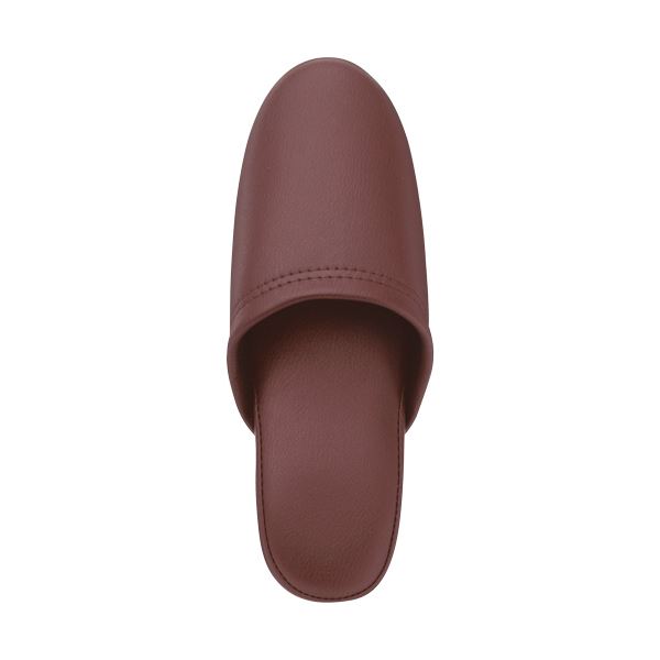 (まとめ) オーミケンシ 抗菌ビニールレザー調スリッパ ダークワイン 1足 【×10セット】