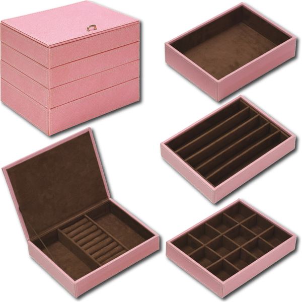 4段ジュエリーボックス ピンク