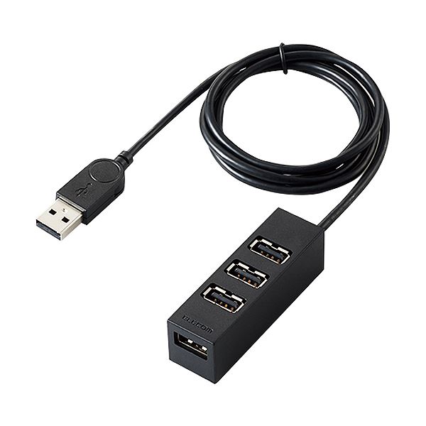 （まとめ）エレコム 機能主義USBハブ 4ポートケーブル長100cm ブラック U2H-TZ427BBK 1個【×5セット】