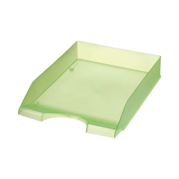 (まとめ) クルーズ スケルトンカラーレタートレーA4タテ グリーン LT-500GR 1セット（3個） 【×10セット】