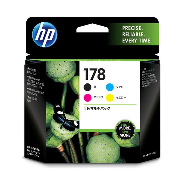 (まとめ) HP178 インクカートリッジ 4色マルチパック CR281AA 1箱(4個:各色1個) 【×10セット】
