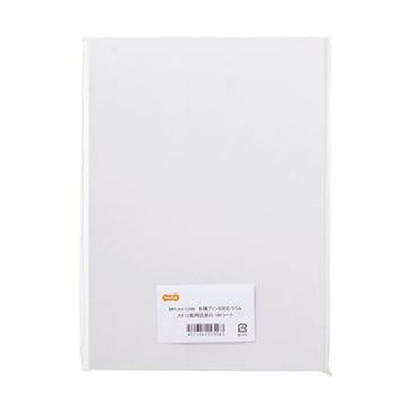 (まとめ)TANOSEE 各種プリンタ対応ラベルA4 12面 86.4×42.3mm 四辺余白付 1冊(100シート)【×10セット】