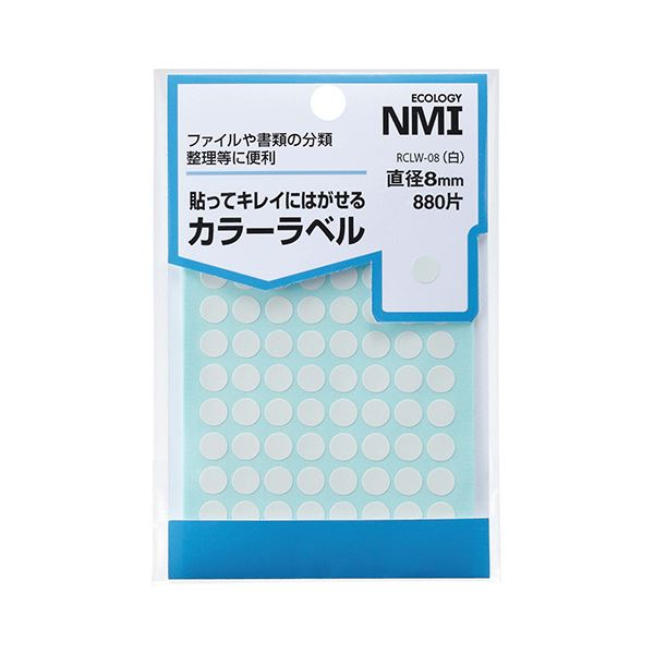 (まとめ) NMI はがせるカラー丸ラベル 8mm白 RCLW-08 1パック(880片:88片×10シート) 【×30セット】
