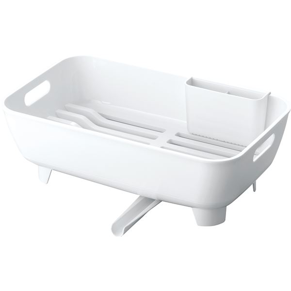 水切りラック 水切りかご 幅24.1cm 1段 スリム ホワイト 抗菌 カトラリースタンド付き アスベル ポゼ ..