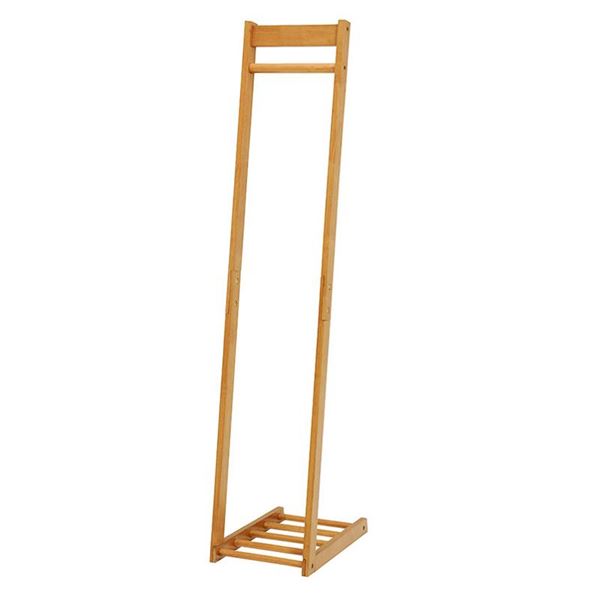 【送料無料】ハンガーラック 幅30cm ライトブラウン 木製 ラバーウッド 収納台付き スリム コートハン..