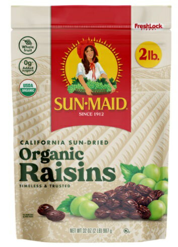 サンメイド オーガニックレーズン Sun Maid Organic Raisins, 64 Ounce 干しブドウ 健康 栄養 お菓子 おやつ 非常食 ドライフルーツ コストコ