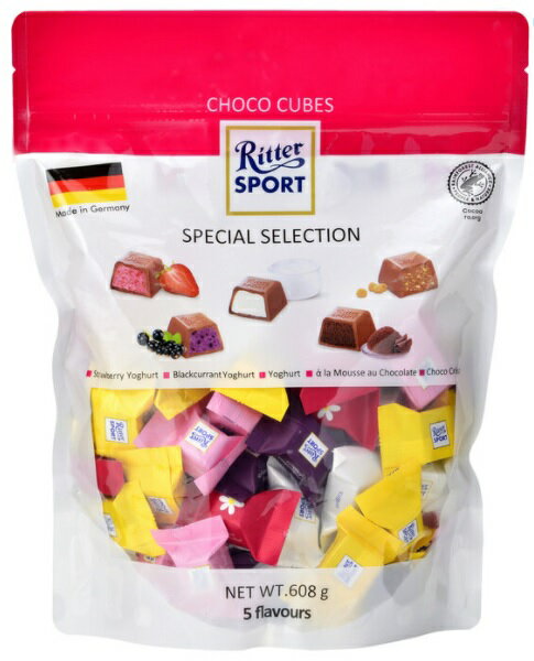【76個入】リッターチョコキューブ　スペシャルセレクション 608g Ritter Chocolate 個包装 ストロベリーヨーグルト ブラックカラントヨーグルト ヨーグルト ムースチョコレート チョコクリスプ シェア 手土産 おやつ プチ贅沢 間食 カフェ チョコ好き 小腹のサムネイル