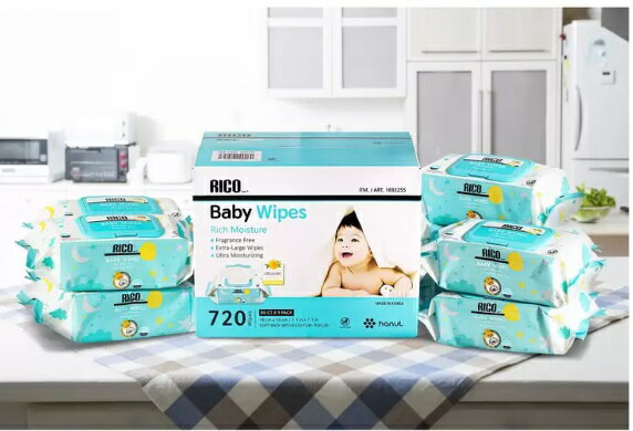 【720枚入】RICO赤ちゃん用おしりふき(80times;9個)大判厚手・無香料RICOBABYWIPES赤ちゃんふた付Babywipe出産祝い衛生用品ウェットティッシュ介護大容量コストコ