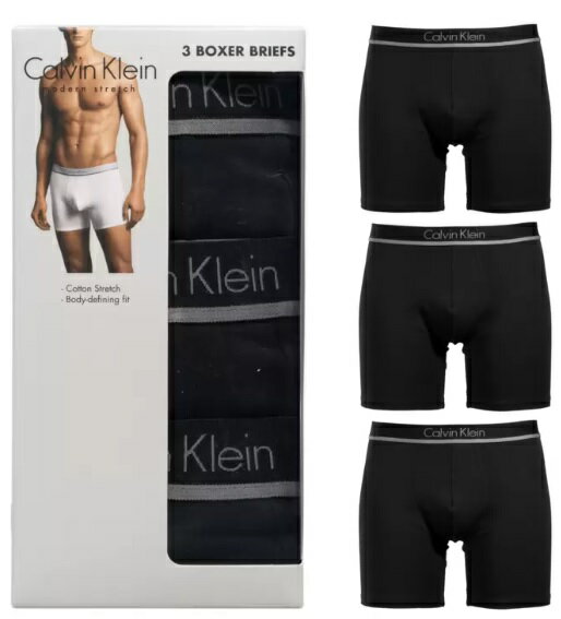 【3枚組】カルバンクライン メンズ ストレッチボクサー XLサイズ ブラック Calvin Klein Mens Modern Stretch Boxer ボクサーパンツ プレゼント 快適な穿き心地 コットンストレッチ素材 誕生日 プレゼント 父の日