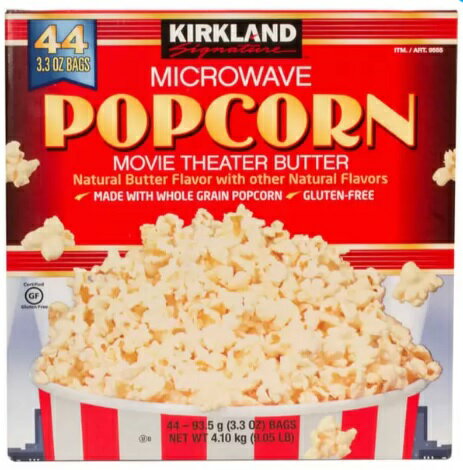 楽天ワールドデポカークランドシグネチャー 電子レンジ用ポップコーン 44袋 4.1kg グルテンフリー Kirkland Signature Microwave Popcorn バター味 レンジ調理 映画鑑賞 スポーツ観戦 おやつ 夜食 間食 手土産 シェア