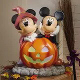 Disney ハロウィン ミッキー ミニーとパンプキン 置物 ライト サウンド付き 音楽 ディズニー 飾り 置き物 キャラクター ジャックオーランタン Halloween Mickey & Minnie On Pumpkin