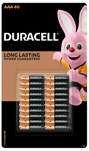 デュラセル　アルカリ単4電池　40本 長持ち 水銀不使用 DURACELL Alkaline Battery AAA 40Pack リモコン 懐中電灯 おもちゃ 時計 備蓄 備え 災害 防災